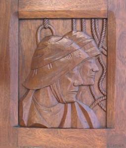 SAVINA Joseph 1901-1983,Beau panneau en acajou sculpté en taille directe r,Adjug'art FR 2006-07-08