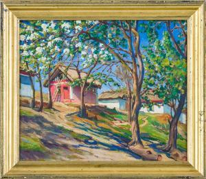 SAWTSCHENKO 1918,Blühende Obstbäume mit Dorfhäusern bzw,Leo Spik DE 2016-07-07