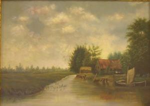 SAWYER E. A,Landscape with House on a Riverbank,1888,Skinner US 2009-07-15