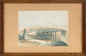 SAWYER Wells M 1863-1961,Landscape with gate, bridge and distant house,Eldred's US 2022-11-03