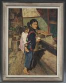 SAWYERS Martha 1902-1988,Chinese girl with a baby,1964,Quinn & Farmer US 2017-06-03