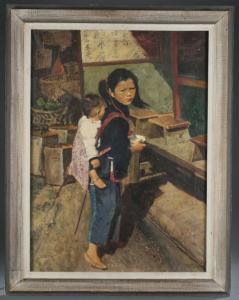SAWYERS Martha 1902-1988,Chinese girl with a baby,1964,Quinn & Farmer US 2017-06-03