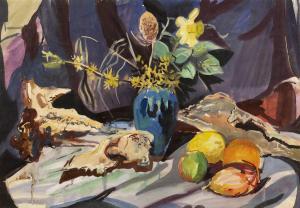 SAYER Derrick 1917-1992,Still life - a vase of flowers and fruit,Mallams GB 2024-02-14