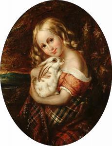 SAYERS Reuben T.W 1815-1888,Portrait of a young girl holding a rabbit,Bonhams GB 2003-11-11