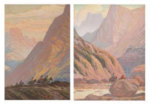SAYRE Fred Grayson 1879-1938,The Canyon Gateway and Indians on the Cocopah Pass,Hindman 2023-11-02