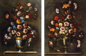 SCACCIATI Andrea I 1642-1710,Companion Pieces: Flowers in Vases,Stahl DE 2022-11-26