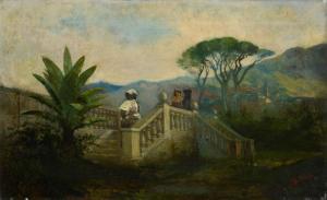 SCALA Vincenzo 1860-1898,Paesaggio con scalinata e figure,Galleria Pananti Casa d'Aste IT 2021-12-10