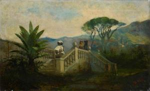 SCALA Vincenzo 1860-1898,Paesaggio con scalinata e figure,Galleria Pananti Casa d'Aste IT 2022-01-19