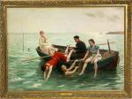 SCALBERT Jules 1851-1928,Les Baigneuses swimmers in boat,CRN Auctions US 2021-02-28