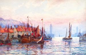 SCARBOROUGH Frederick William 1860-1939,Shipping scene with masted ships,Tennant's GB 2024-03-16