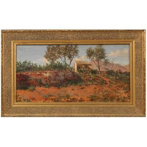 SCARPINATO FRANCESCO 1848,Paesaggio di campagna con casolare,1888,Galleria Sarno IT 2024-03-13