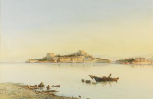 SCARVELLI Spyridon 1868-1942,VIEW OF THE VENETIAN FORTRESS ON THE HEADLAND OF C,Sotheby's 2014-04-29