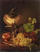 SCHÄFFER Adalbert, Bela 1815-1871,Still life with grapes, pomegranate and a nautilu,1853,Christie's 2000-09-13