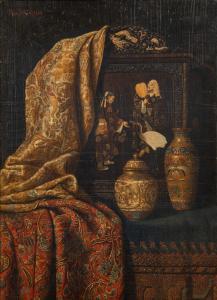SCHÖDL Max 1834-1921,Still Life with Chinese Cabinet,1888,Hindman US 2023-09-18