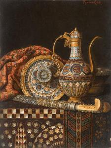 SCHÖDL Max 1834-1921,Still life with Coffee Pot and Yataghan,1887,Sotheby's GB 2023-04-25