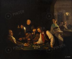 SCHÖN Friedrich 1810-1868,Dominoes,1843,Pinter HU 2024-02-28