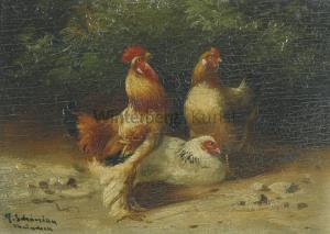 SCHÖNIAN Alfred I 1809-1845,Hahn mit zwei Hühnern,Winterberg Arno DE 2019-10-26
