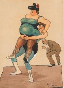 SCHÖNPFLUG Fritz 1873-1951,Watching ladies\’ wrestling,1908,Palais Dorotheum AT 2022-04-20