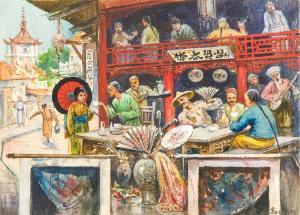 SCHÜTZ H 1800-1900,Chinesisches Teehaus mit zahlreichen Konsumenten,Leo Spik DE 2017-09-28