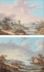 SCHÜTZ Johann Georg,A river landscape with a tower and a fisherman,Palais Dorotheum 2020-04-03