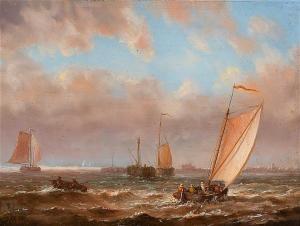 SCHÜTZ Willem Joannes,Ships at sea, the coast in the distance,AAG - Art & Antiques Group 2017-11-20