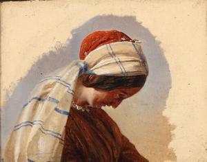 SCHACK Sophus 1811-1864,“Kunstnerens hustru\”. The artist's wife,Bruun Rasmussen DK 2020-01-20