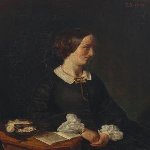 SCHACK Sophus,Portait of the artists wife Vilhelmine Botilde Ols,1862,Bruun Rasmussen 2016-09-19