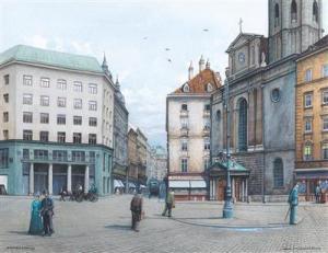 SCHAEDL Ludwig 1920,Michaelerplatz with Looshaus building and a view o,Palais Dorotheum 2016-03-30