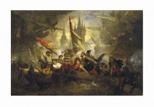 SCHAEFELS Hendrik Frans 1827-1904,Scène de bataille navale,1870,Christie's GB 2015-03-30