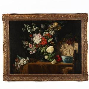 SCHAEFELS Lucas 1824-1885,Still Life with Flowers,1885,Leland Little US 2016-09-09