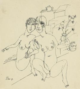 SCHAEFER Egmont,Zwei sitzende weibliche Akte,1928,Galerie Bassenge DE 2009-06-04