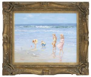 SCHAEFERS Karin 1942,Children wading at the beach,Eldred's US 2016-08-24