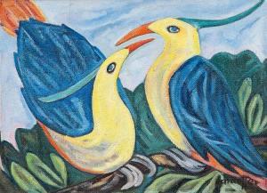 SCHAEFFER Gertrud 1892,Two Birds of Paradise,Stahl DE 2015-06-20