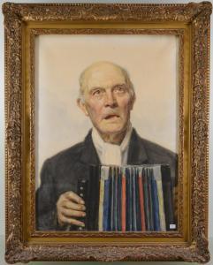 SCHAEKEN LEO 1865-1914,Portrait d'accordéoniste,Rops BE 2016-11-13