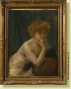 SCHAEKEN Leonard Vincent 1865-1914,Jeune élégante accoudée,VanDerKindere BE 2007-06-12