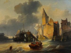 SCHAEP Hendrik Adolf 1826-1870,Boats in choppy waters outside a harbo,Bellmans Fine Art Auctioneers 2023-10-10
