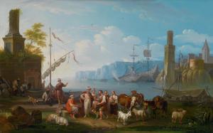 SCHAETZEL Johann Baptist 1763,Mercanti turchi in un porto mediterraneo,Palais Dorotheum 2009-10-06