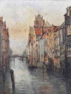 SCHAFER Henry 1815-1873,Canal in Bruges,Gilding's GB 2013-04-23