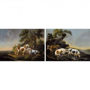SCHALCH Johann Jacob 1723-1789,Paar Landschaften mit Kühen an der Tränke und mit,1774,Dobiaschofsky 2017-05-10
