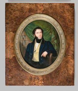SCHALCK Heinrich Franz 1791-1832,Portrait d'homme dans sa bibliothèque,1817,De Maigret FR 2021-06-30