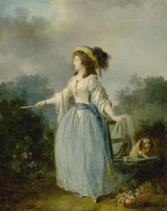 SCHALL Jean Frédéric 1752-1825,A LADY IN A GARDEN WITH HER DOG,Sotheby's GB 2017-06-08