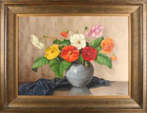 SCHALLENBERG Huibert 1883-1981,Ceramic vase with flowers,Twents Veilinghuis NL 2018-04-20