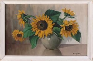 SCHALLENBERG Huibert 1883-1981,Vase of sunflowers,Twents Veilinghuis NL 2019-04-05