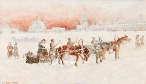 SCHAPOCHNIKOFF L 1900-1900,Troïkas devant le Kremlin,1953,Boisgirard & Associés FR 2009-12-16