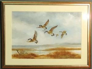 scharff dollie c,fall landscape with Canadian geese coming in for a,1925,Wiederseim US 2010-09-11