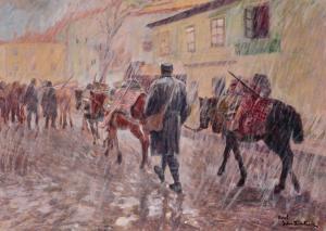 SCHATTENSTEIN Nicolaus 1877-1954,Soldiers in the rain,Palais Dorotheum AT 2024-02-21