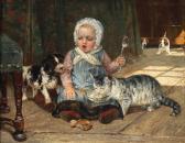 SCHAUMANN Heinrich 1841-1893,Child with Cat and Dog,Palais Dorotheum AT 2015-09-17