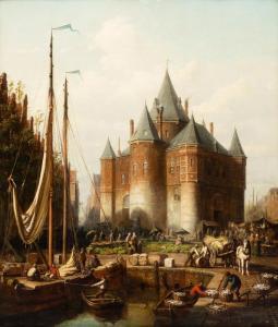 SCHEERBOOM Andries 1832-1885,Unloading the fish at the Waag, Amsterdam,1871,Venduehuis NL 2023-05-25