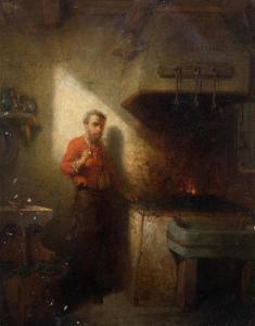SCHEERES Hendricus Johannes 1829-1864,In the forge,1860,Galerie Koller CH 2016-09-21