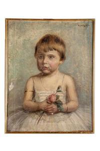 SCHEFFER Robert 1859-1934,Ritratto di bambina con rose,1924,Dams Casa d'Aste IT 2022-07-12